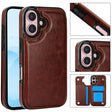 For iPhone 16 Plus Double Buckle Crazy Horse Texture PU Phone Case(Brown) - iPhone 16 Plus Cases by PMC TechLife | Online Shopping South Africa | PMC TechLife | Buy Now Pay Later Mobicred