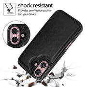 For iPhone 16 Double Buckle Crazy Horse Texture PU Phone Case(Black)