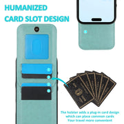 For iPhone 16 Solid Color Card Slots Bracket PU Phone Case(Mint Green)