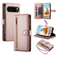 For Google Pixel 9 Pro XL Nine Card-slot Zipper Wallet Bag Leather Phone Case(Pink) - Google Cases by PMC TechLife | Online Shopping South Africa | PMC TechLife | Buy Now Pay Later Mobicred