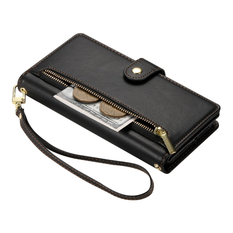 For Google Pixel 9 Pro XL Nine Card-slot Zipper Wallet Bag Leather Phone Case(Black)