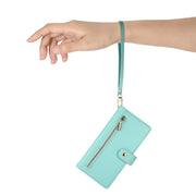 For Google Pixel 9 / 9 Pro Nine Card-slot Zipper Wallet Bag Leather Phone Case(Mint Green)