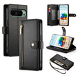 For Google Pixel 9 / 9 Pro Nine Card-slot Zipper Wallet Bag Leather Phone Case(Black) - Google Cases by PMC TechLife | Online Shopping South Africa | PMC TechLife | Buy Now Pay Later Mobicred