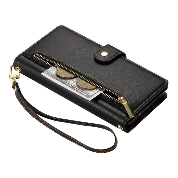 For Google Pixel 9 / 9 Pro Nine Card-slot Zipper Wallet Bag Leather Phone Case(Black)