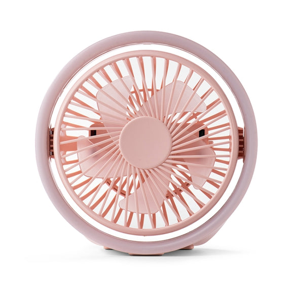 N601 180 Degree Rotating Type-C Desktop Fan with LED Ambience Light(Pink)