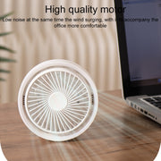 N601 180 Degree Rotating Type-C Desktop Fan with LED Ambience Light(Pink)