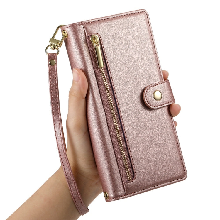 For Redmi K70 Nine Card-slot Zipper Wallet Bag Leather Phone Case(Pink)