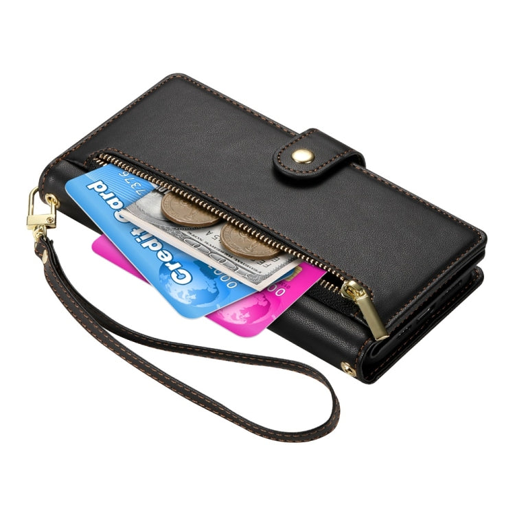 For Redmi K70 Nine Card-slot Zipper Wallet Bag Leather Phone Case(Black)