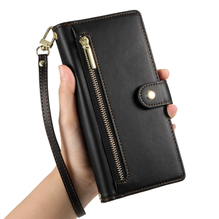 For Redmi K70 Nine Card-slot Zipper Wallet Bag Leather Phone Case(Black)