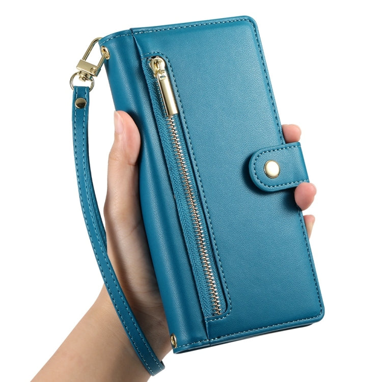 For Redmi K70 Ultra Nine Card-slot Zipper Wallet Bag Leather Phone Case(Blue)