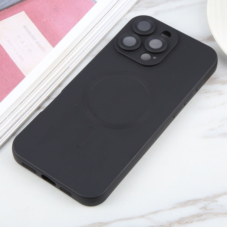 For iPhone 16 Pro Max Liquid TPU Silicone Solid Color MagSafe Phone Case(Black)
