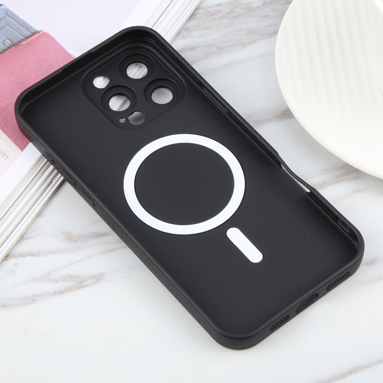 For iPhone 16 Pro Max Liquid TPU Silicone Solid Color MagSafe Phone Case(Black)