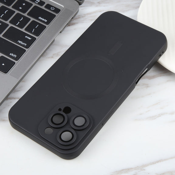 For iPhone 16 Pro Max Liquid TPU Silicone Solid Color MagSafe Phone Case(Black)