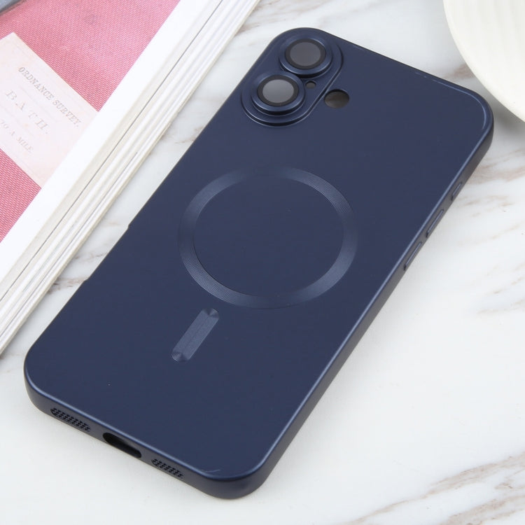 For iPhone 16 Plus Liquid TPU Silicone Solid Color MagSafe Phone Case(Dark Blue)