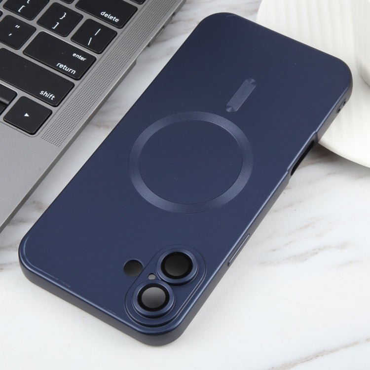 For iPhone 16 Plus Liquid TPU Silicone Solid Color MagSafe Phone Case(Dark Blue)