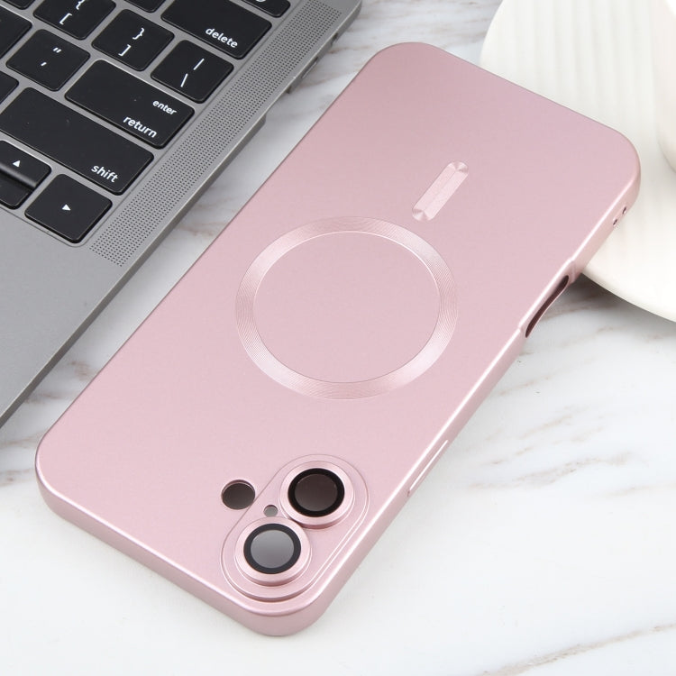 For iPhone 16 Liquid TPU Silicone Solid Color MagSafe Phone Case(Rose Gold)