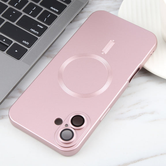 For iPhone 16 Liquid TPU Silicone Solid Color MagSafe Phone Case(Rose Gold)