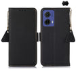 For Motorola Moto G85 Side-Magnetic TJ Genuine Leather RFID Phone Case(Black) - Motorola Cases by PMC TechLife | Online Shopping South Africa | PMC TechLife | Buy Now Pay Later Mobicred