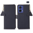 For Motorola Moto G85 Side-Magnetic TJ Genuine Leather RFID Phone Case(Blue) - Motorola Cases by PMC TechLife | Online Shopping South Africa | PMC TechLife | Buy Now Pay Later Mobicred