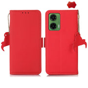 For Motorola Moto G35 Side-Magnetic TJ Genuine Leather RFID Phone Case(Red)