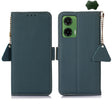 For Motorola Moto G35 Side-Magnetic TJ Genuine Leather RFID Phone Case(Green) - Motorola Cases by PMC TechLife | Online Shopping South Africa | PMC TechLife | Buy Now Pay Later Mobicred