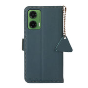 For Motorola Moto G35 Side-Magnetic TJ Genuine Leather RFID Phone Case(Green)