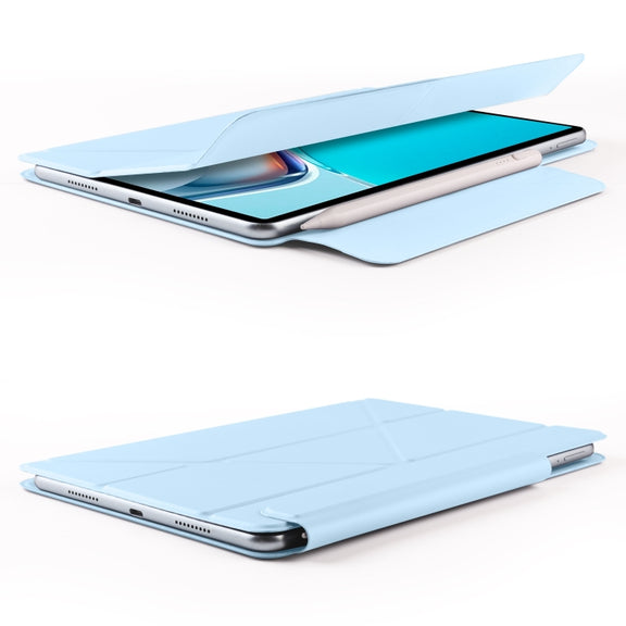 For Huawei MatePad 11 2021 Fixed Buckle Magnetic Deformation Leather Tablet Case(Ice Blue)