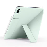For Huawei MatePad 11 2021 Fixed Buckle Magnetic Deformation Leather Tablet Case(Baby Green)
