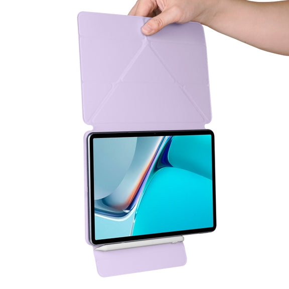 For Huawei MatePad 11 2021 Fixed Buckle Magnetic Deformation Leather Tablet Case(Purple)