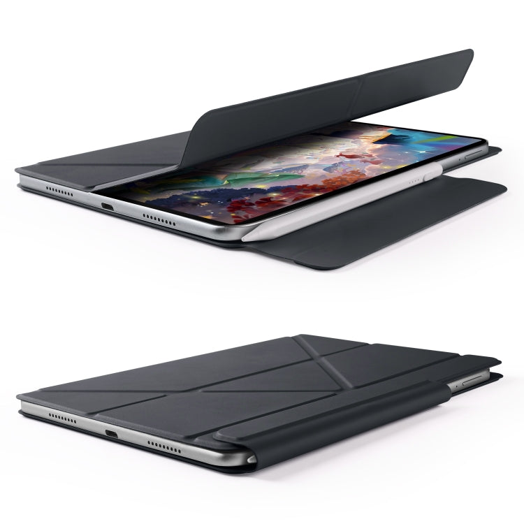 For Huawei MatePad Air 12 2024 Fixed Buckle Magnetic Deformation Leather Tablet Case(Black)
