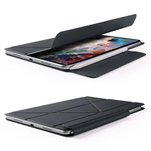 For Huawei MatePad Air 12 2024 Fixed Buckle Magnetic Deformation Leather Tablet Case(Black)