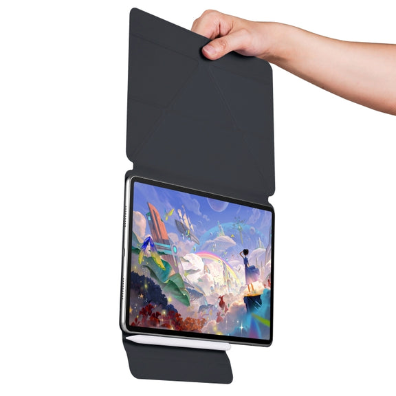 For Huawei MatePad Air 12 2024 Fixed Buckle Magnetic Deformation Leather Tablet Case(Black)