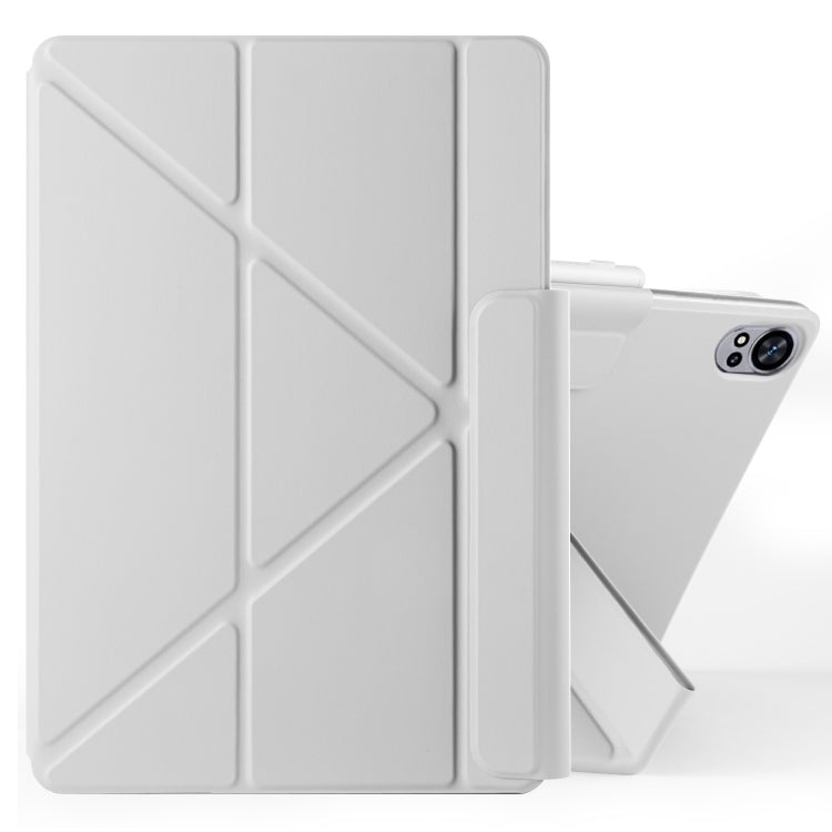 For Huawei MatePad Air 12 2024 Fixed Buckle Magnetic Deformation Leather Tablet Case(Grey)
