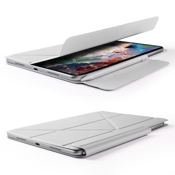For Huawei MatePad Air 12 2024 Fixed Buckle Magnetic Deformation Leather Tablet Case(Grey)