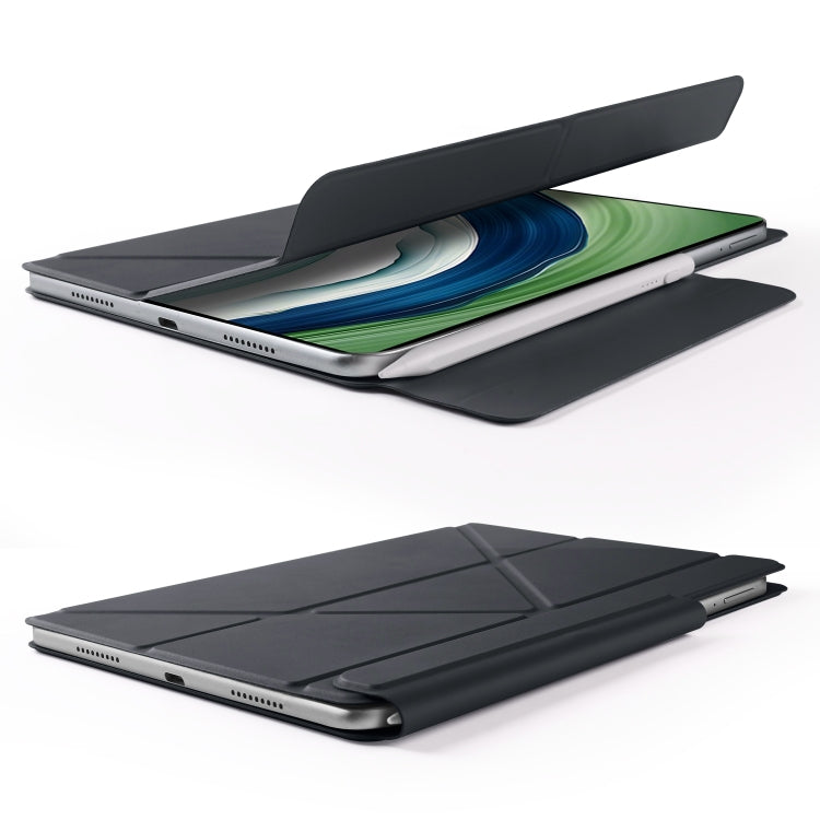 For Huawei MatePad Pro 12.2 2024 Fixed Buckle Magnetic Deformation Leather Tablet Case(Black)