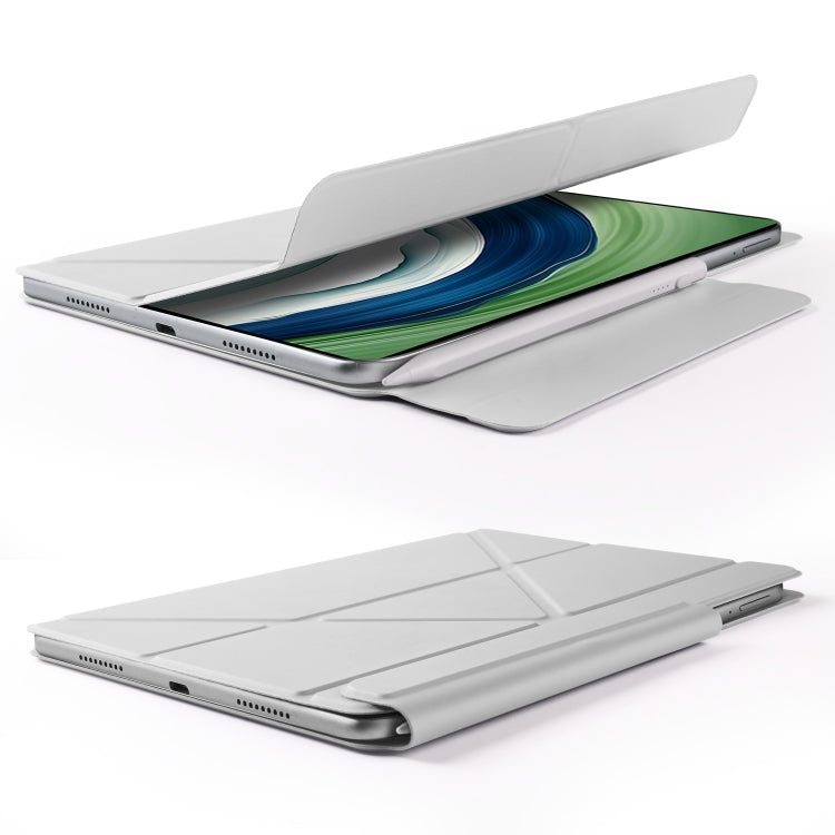 For Huawei MatePad Pro 12.2 2024 Fixed Buckle Magnetic Deformation Leather Tablet Case(Grey)