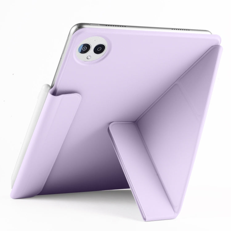For Huawei MatePad Pro 12.2 2024 Fixed Buckle Magnetic Deformation Leather Tablet Case(Purple)