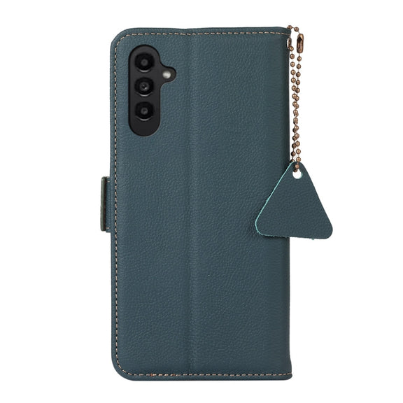 For Samsung Galaxy S24 FE 5G Side-Magnetic TJ Genuine Leather RFID Phone Case(Green)