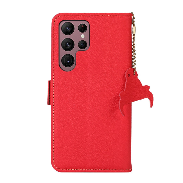 For Samsung Galaxy S25 Ultra 5G Side-Magnetic TJ Genuine Leather RFID Phone Case(Red)