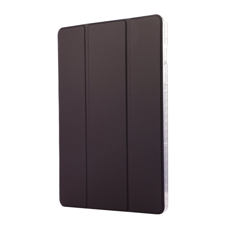 For Samsung Galaxy Tab S9 / S9 FE Carbon Fiber Clear Acrylic 3-Fold Leather Tablet Case(Purple)