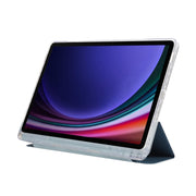 For Samsung Galaxy Tab S9 / S9 FE Carbon Fiber Clear Acrylic 3-Fold Leather Tablet Case(Blue)