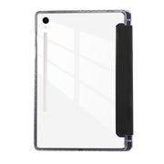 For Samsung Galaxy Tab S9 / S9 FE Carbon Fiber Clear Acrylic 3-Fold Leather Tablet Case(Black)