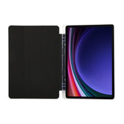 For Samsung Galaxy Tab S9 / S9 FE Carbon Fiber Clear Acrylic 3-Fold Leather Tablet Case(Black)