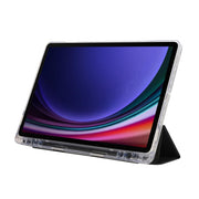 For Samsung Galaxy Tab S9 / S9 FE Carbon Fiber Clear Acrylic 3-Fold Leather Tablet Case(Black)