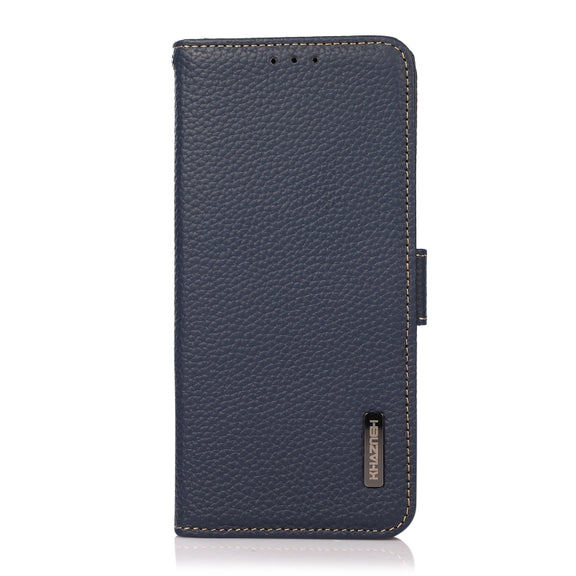 For Samsung Galaxy S25 Ultra 5G KHAZNEH Side-Magnetic Litchi Genuine Leather RFID Phone Case(Blue)