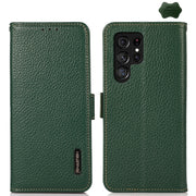 For Samsung Galaxy S25 Ultra 5G KHAZNEH Side-Magnetic Litchi Genuine Leather RFID Phone Case(Green)