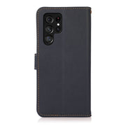 For Samsung Galaxy S25 Ultra 5G KHAZNEH Custer Genuine Leather RFID Phone Case(Blue)