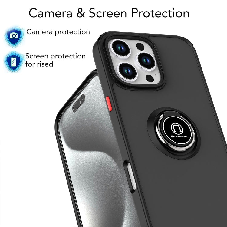 For iPhone 16 Pro Max Q Shadow 1 Series TPU + PC Phone Case with Ring(Black+Red)