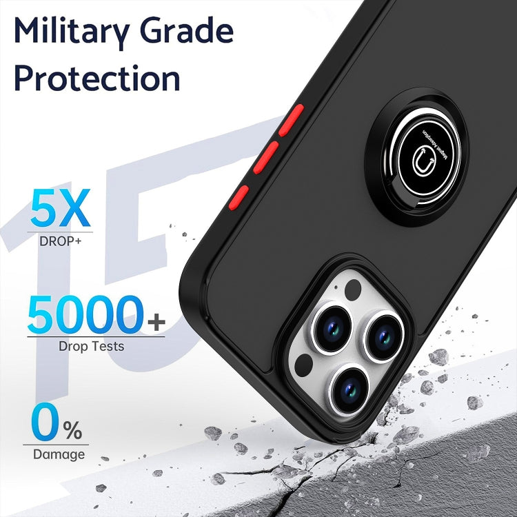 For iPhone 16 Pro Max Q Shadow 1 Series TPU + PC Phone Case with Ring(Black+Red)