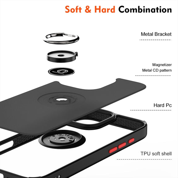 For iPhone 16 Pro Max Q Shadow 1 Series TPU + PC Phone Case with Ring(Black+Red)
